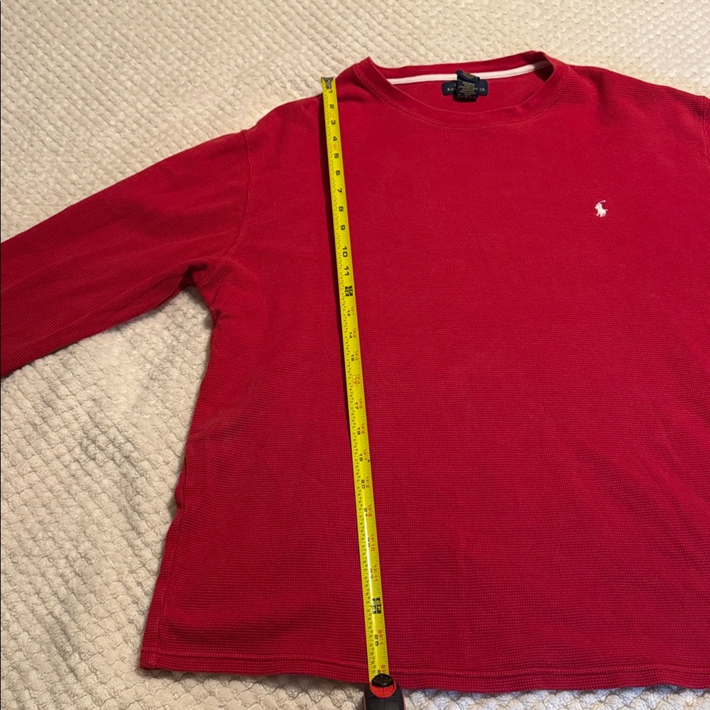 Polo by Ralph Lauren Men's Vibrant Red Long Sleeve Tee - Picture 7 of 10